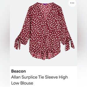 West Kei Beacon Allan surplice tie-sleeve low/high blouse size L